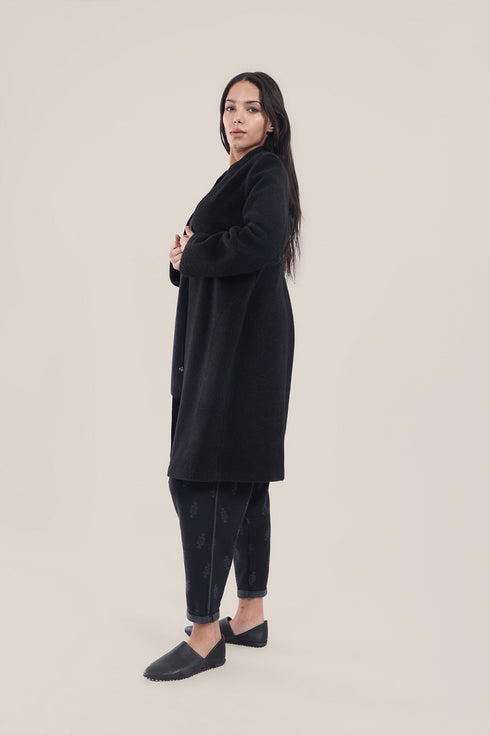 Short coat in furry wool blend